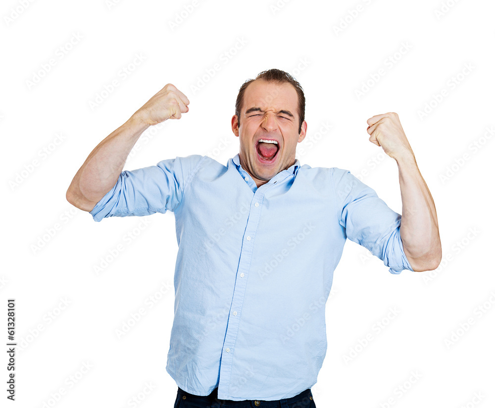 Fototapeta premium Excited happy man celebrating success