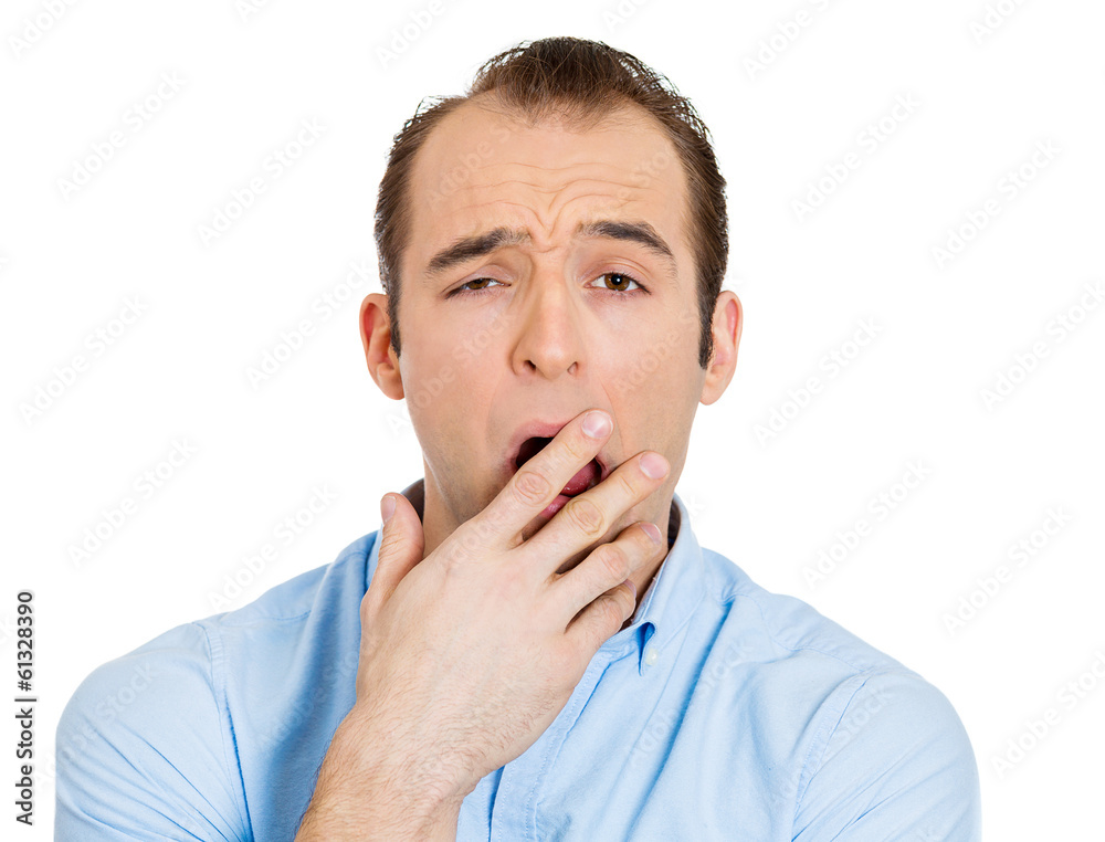 Sleepy inattentive man, bored by conversation, presentation Sleepy inattentive man, bored by conversation, presentation