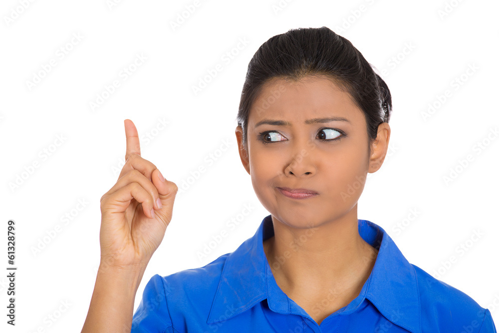 Woman thinking, confused, trying to remember something Woman thinking, confused, trying to remember something
