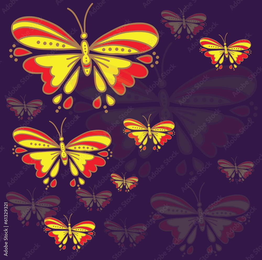 Card design. Stylized vector drawing. Butterflies Card design. Stylized vector drawing. Butterflies