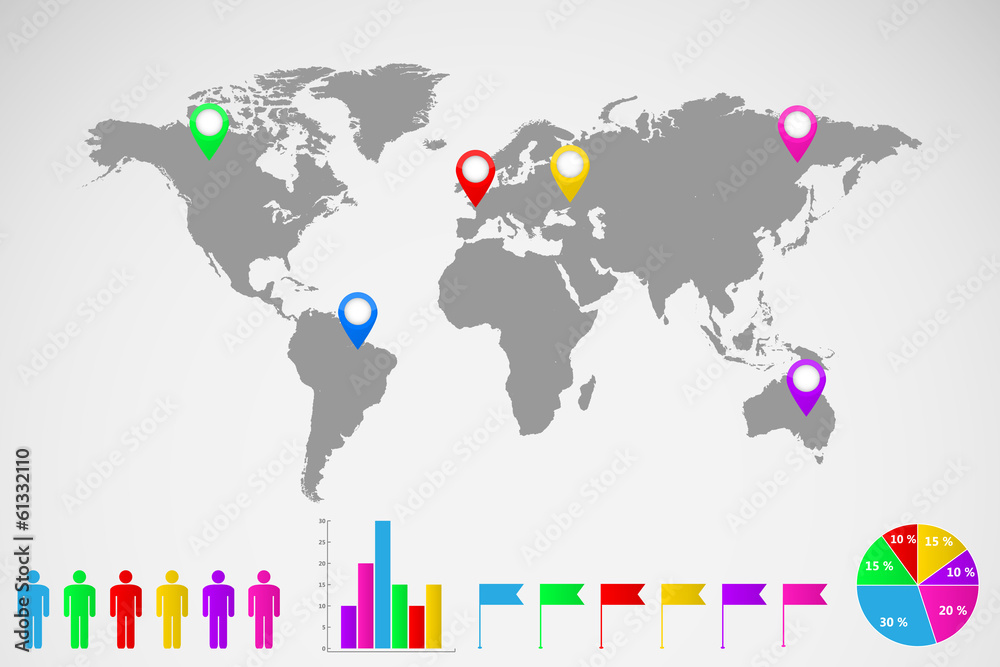 World map infographics illustration World map infographics illustration