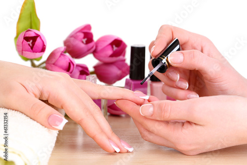 Fototapeta Naklejka Na Ścianę i Meble -  Manicure process in beauty salon close up