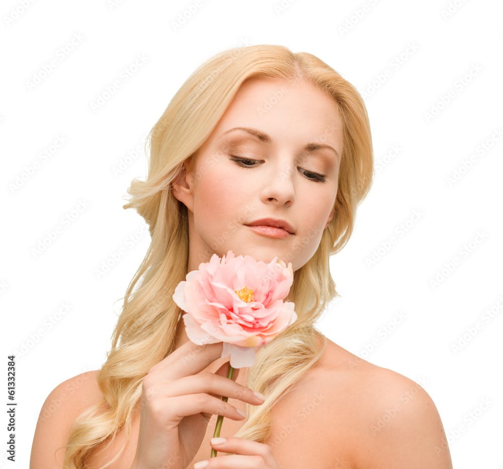 lovely woman with peony flower lovely woman with peony flower