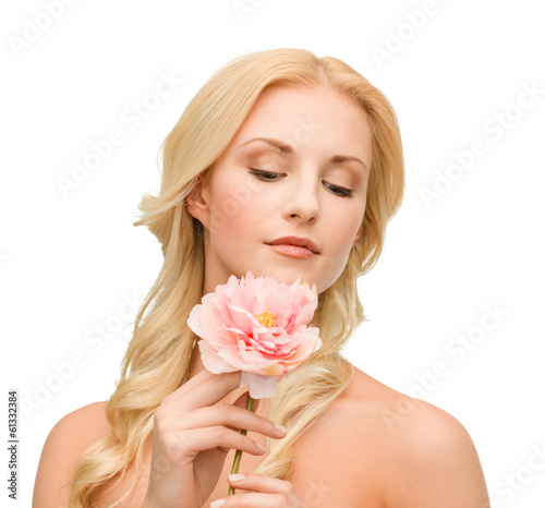 lovely woman with peony flower