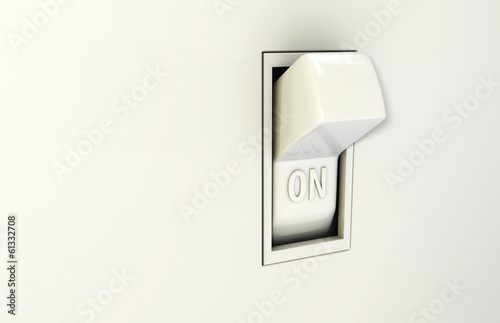 Isolated wall light switch in the On position