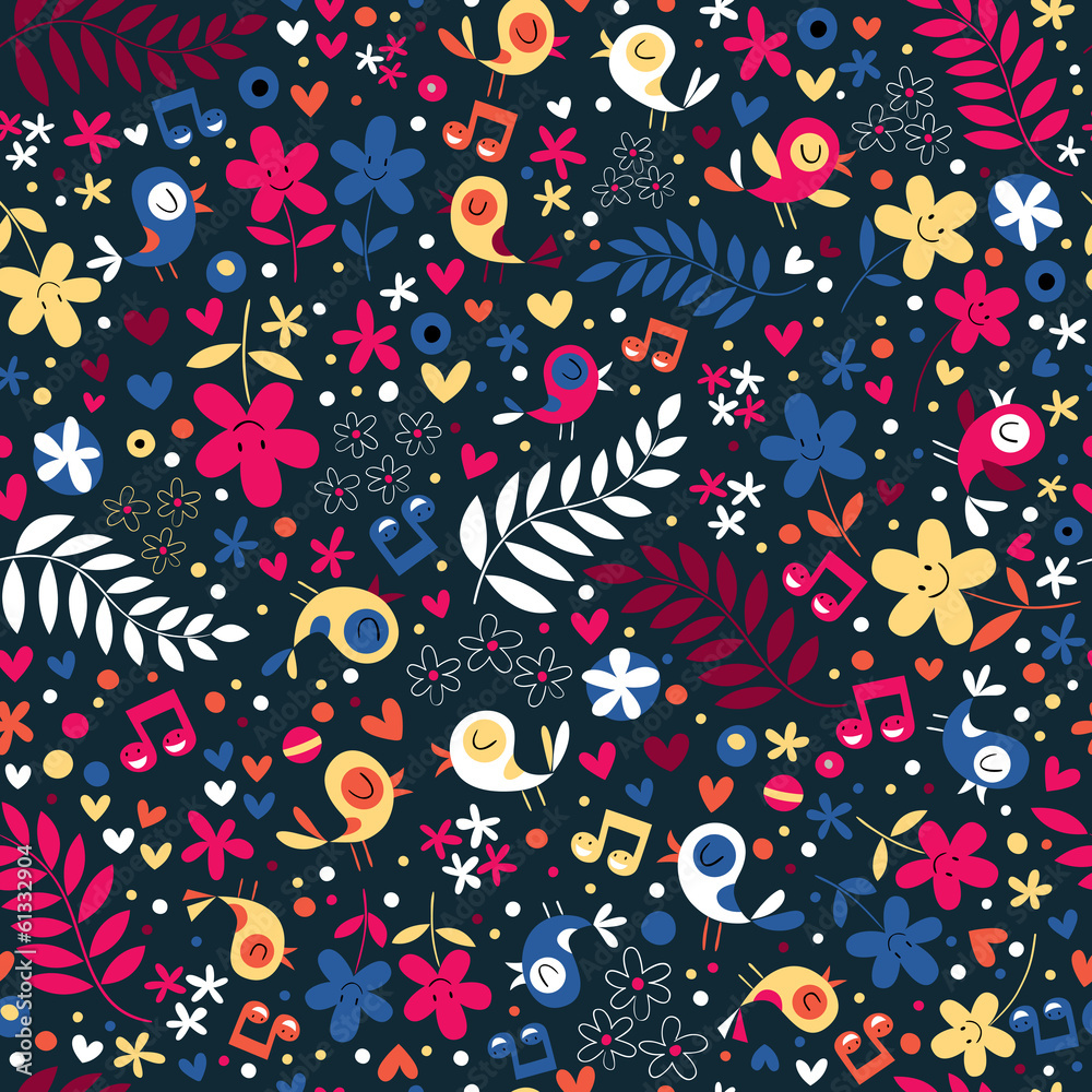 cute birds and flowers pattern cute birds and flowers pattern