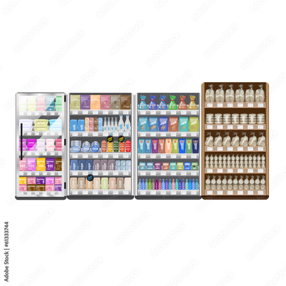 Supermarket Refrigerator And Shelves Set