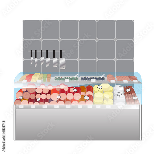 Refrigerator With Salami - Isolated On White