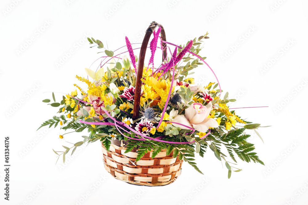 nice flowers in the basket