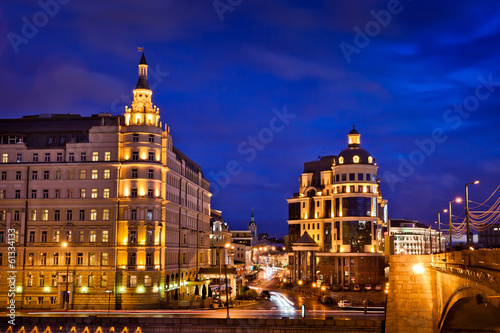 Night view of Baltschug (Balchug) Kempinski hotel in Moscow photo