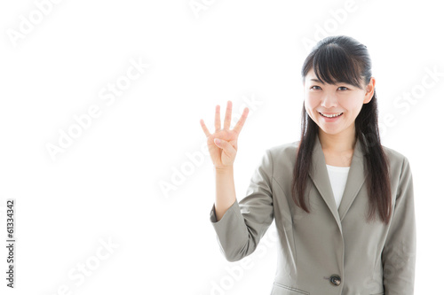 young asian businesswoman counting