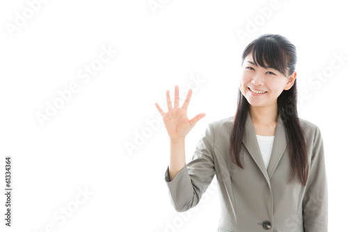 young asian businesswoman counting