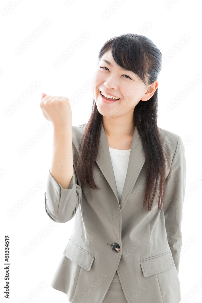 young asian businesswoman cheering young asian businesswoman cheering
