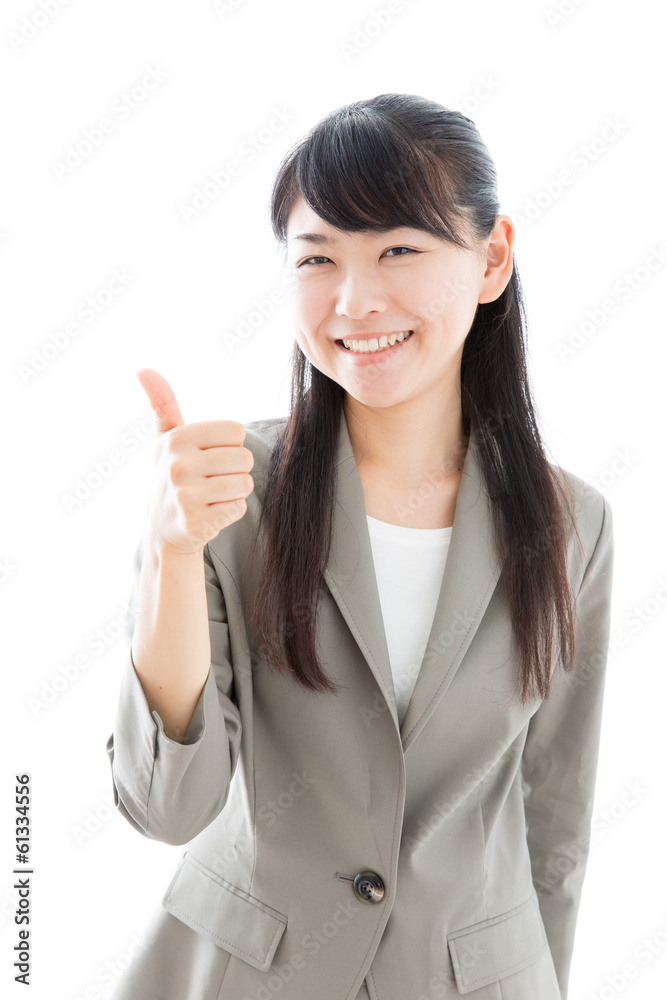 young asian businesswoman showing thumb up young asian businesswoman showing thumb up