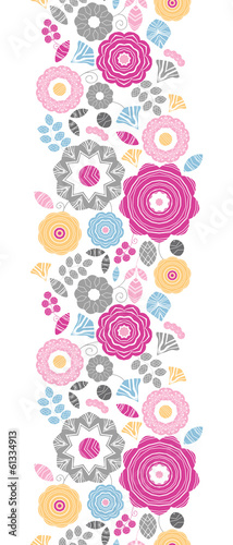 Vector vibrant floral scaterred vertical seamless pattern