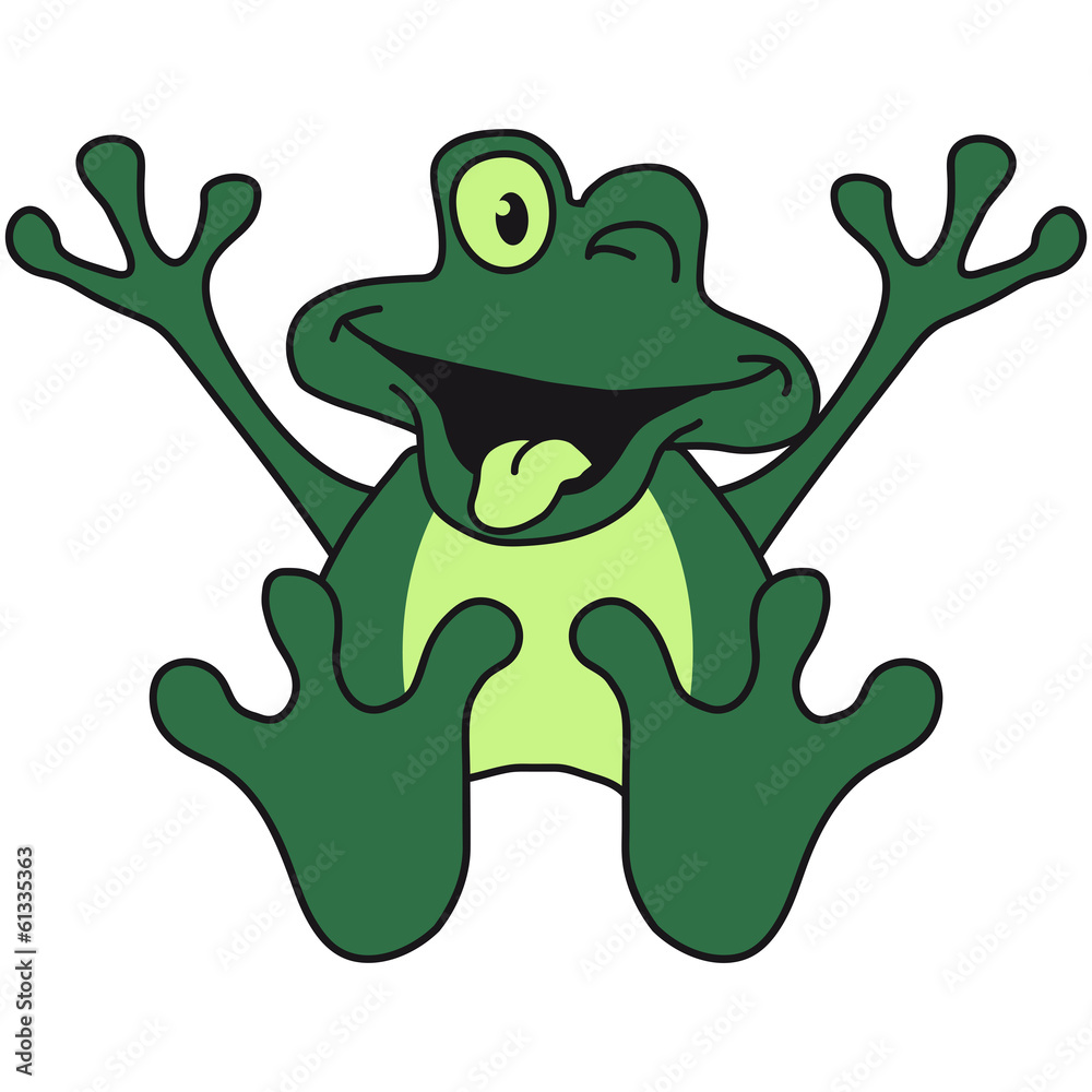 Naklejka premium Funny Sitting Comic Frog