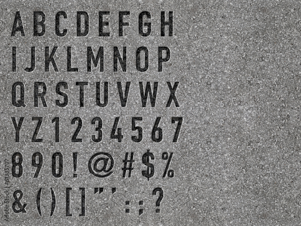 Recessed letters molded in concrete and extra slab Stock Photo Adobe