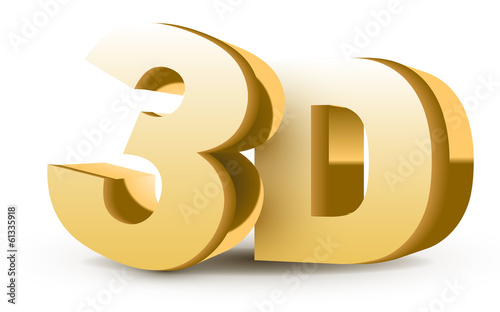 word 3D with a shiny glossy surface