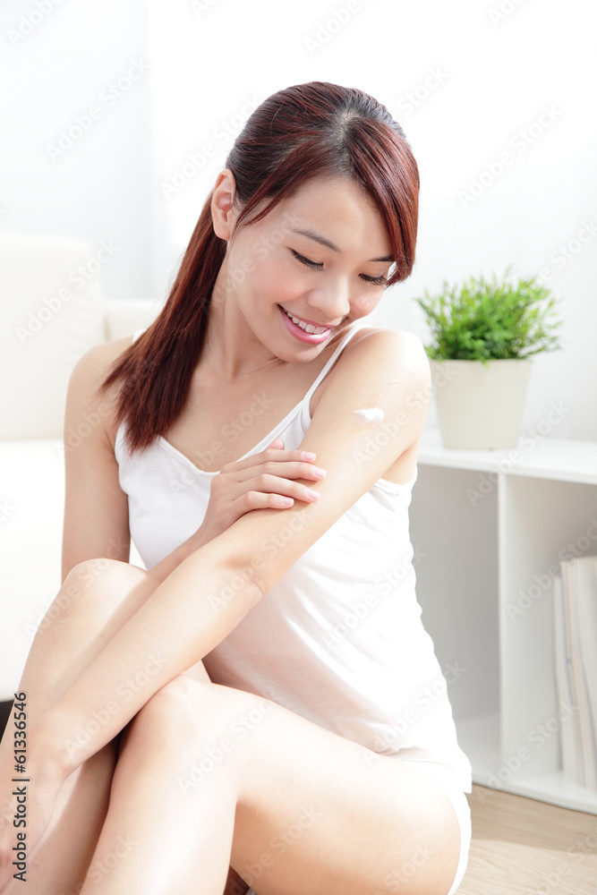 skin care woman happy hand touch her face skin care woman happy hand touch her face