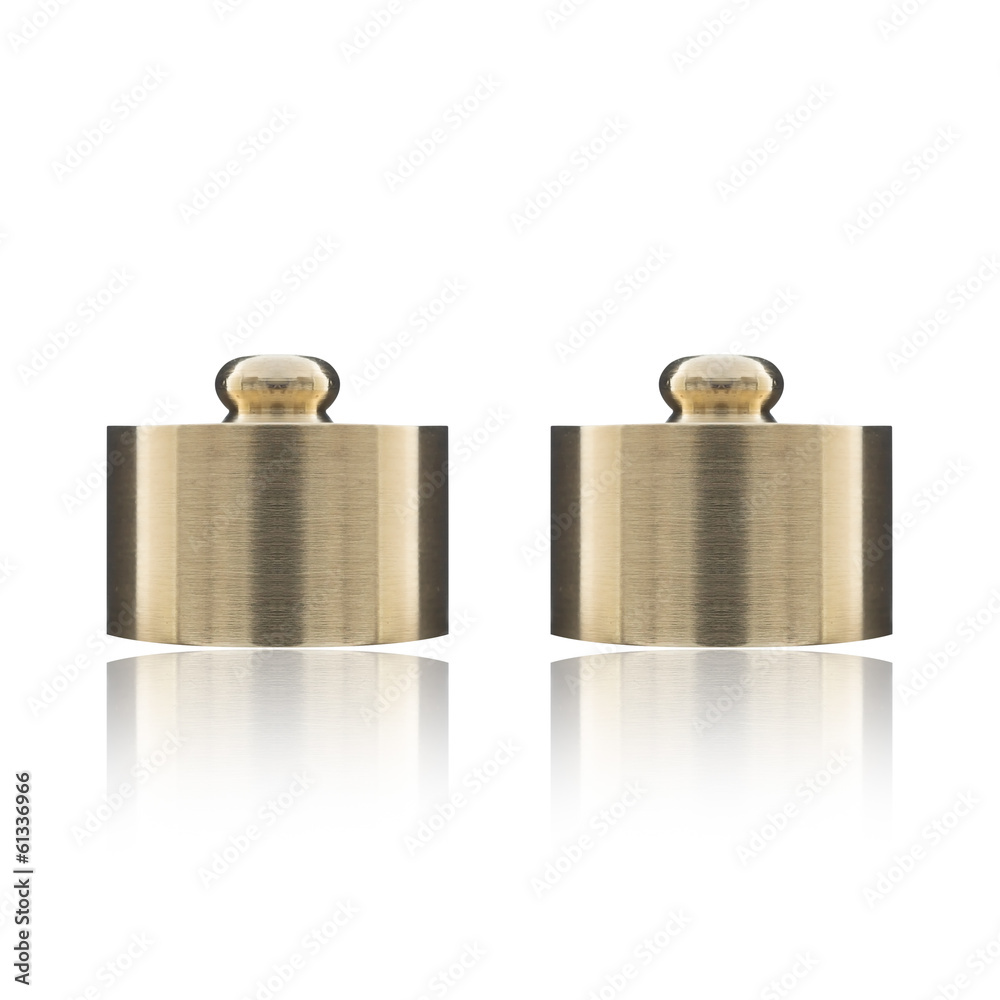 old brass weight isolated on white background old brass weight isolated on white background