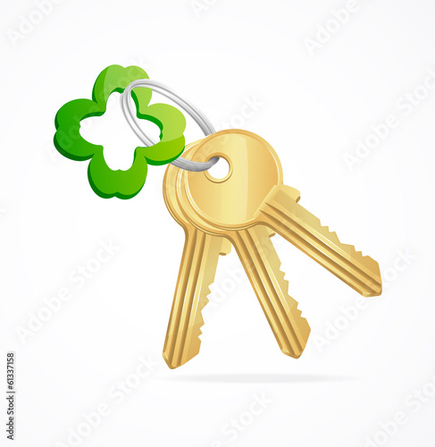 Gold keys and clover key chain