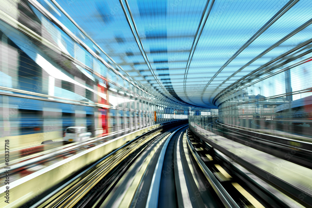 Fototapeta premium Fast train moving in day time