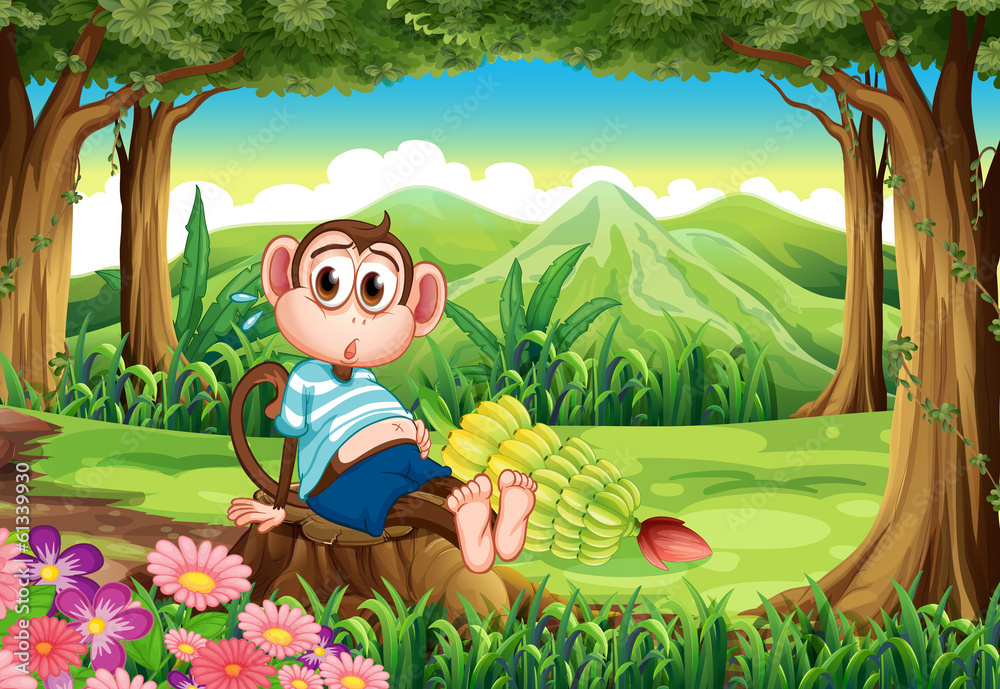 A bloated monkey at the forest A bloated monkey at the forest