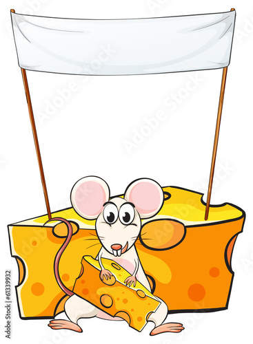 A mouse eating below the empty banner
