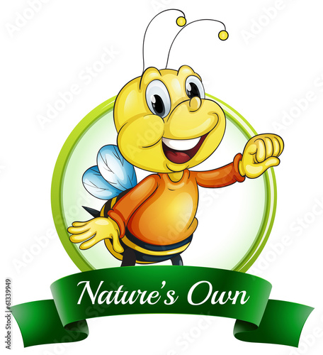 A nature's own label with a smiling bee
