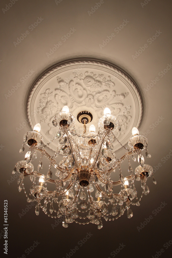 Close-up of a beautiful crystal chandelier Close-up of a beautiful crystal chandelier
