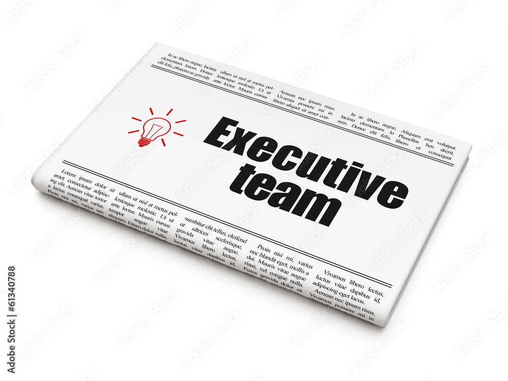 Business concept: newspaper with Executive Team and Light Bulb