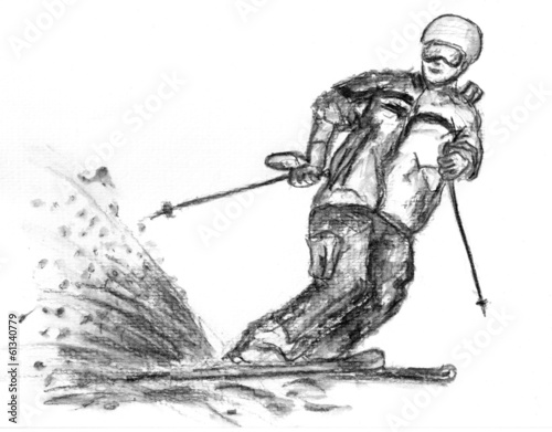 skier skiing illustration