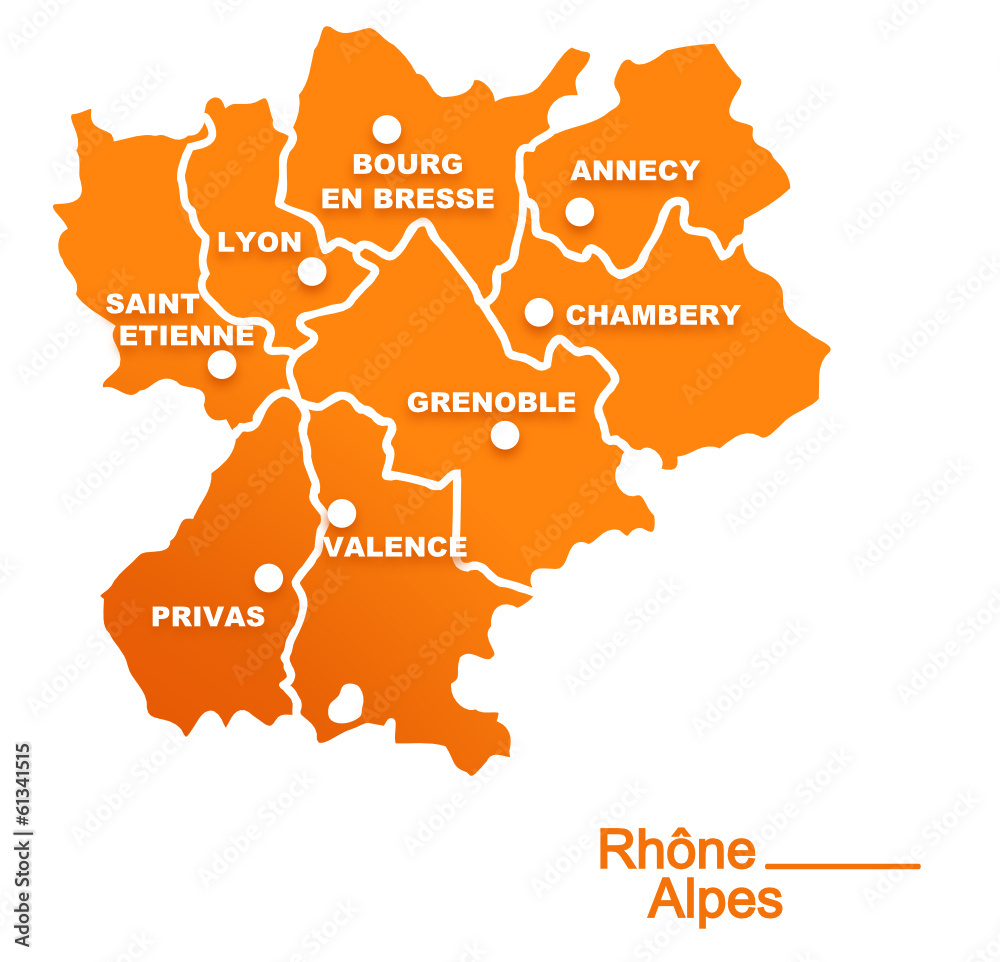 Obraz premium rhône alpes région départements et villes