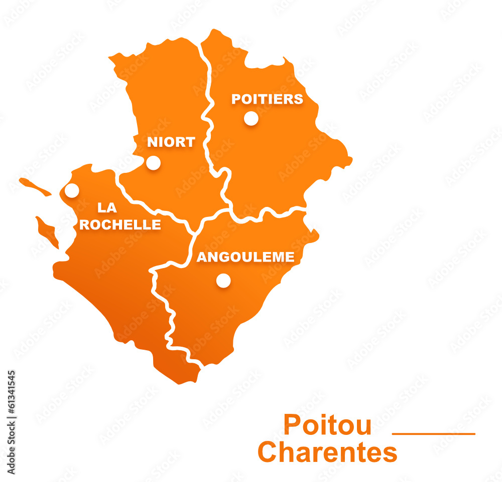 Naklejka premium poitou charentes région départements et villes