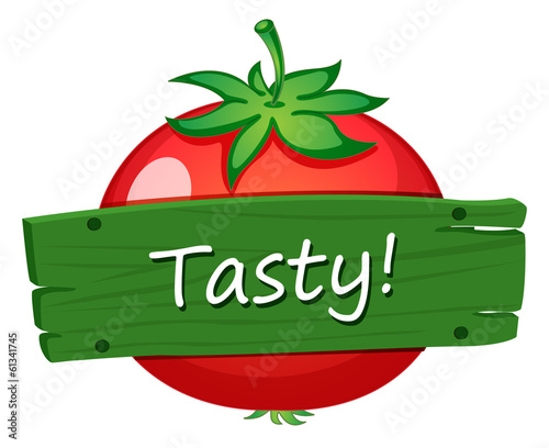 A wooden board with a tasty word on it