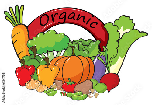 An organic label with vegetables