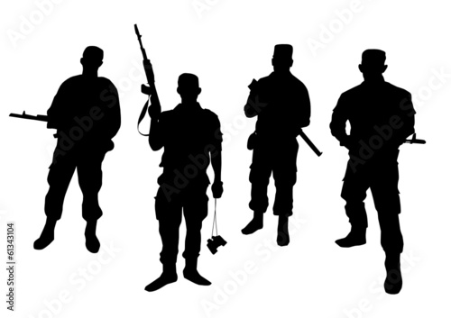 Set of soldiers silhouette
