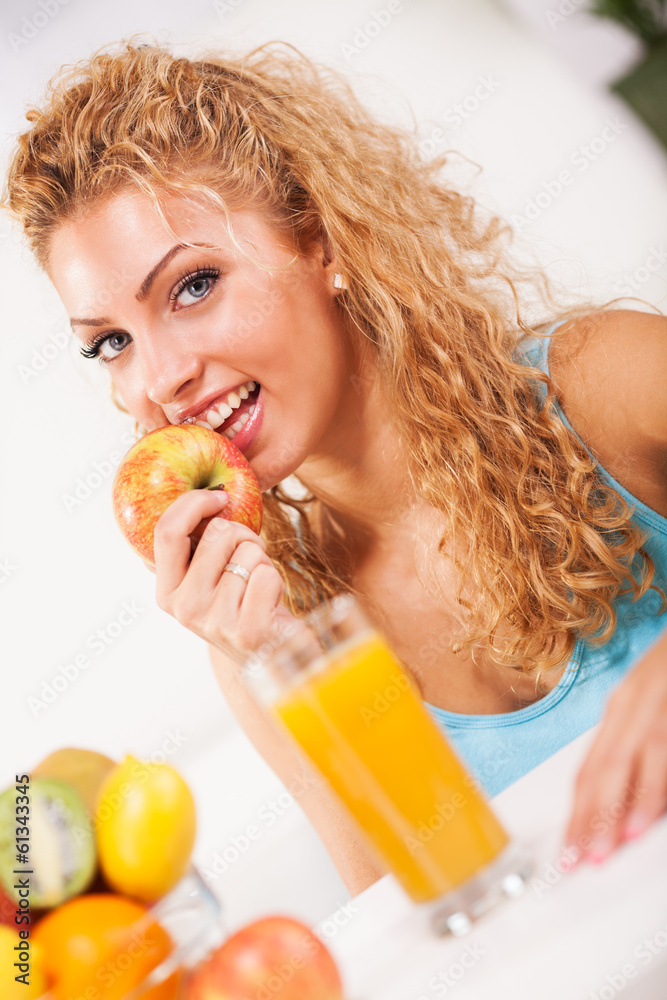 Beautiful young woman with fruits. Beautiful young woman with fruits.