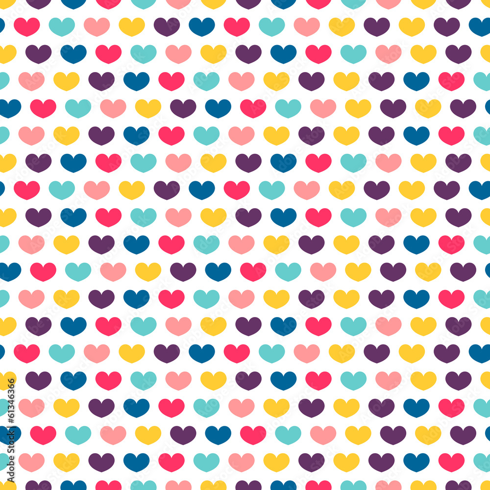 Seamless pattern with little colorful hearts
