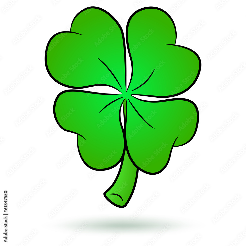 Lucky Four Leaf Clover Icon Isolated on White. Lucky Four Leaf Clover Icon Isolated on White.