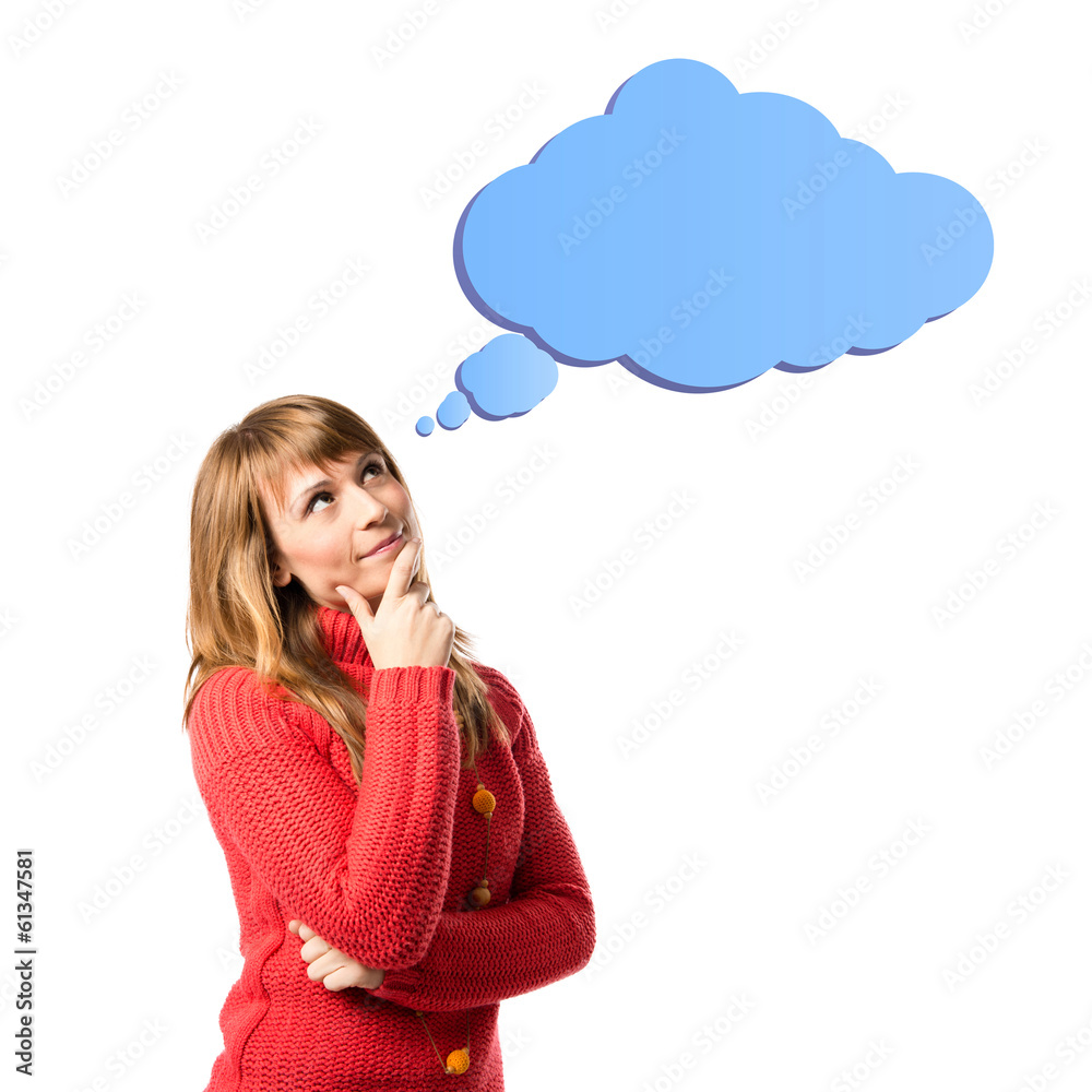 Young girl thinking over isolated white background Young girl thinking over isolated white background