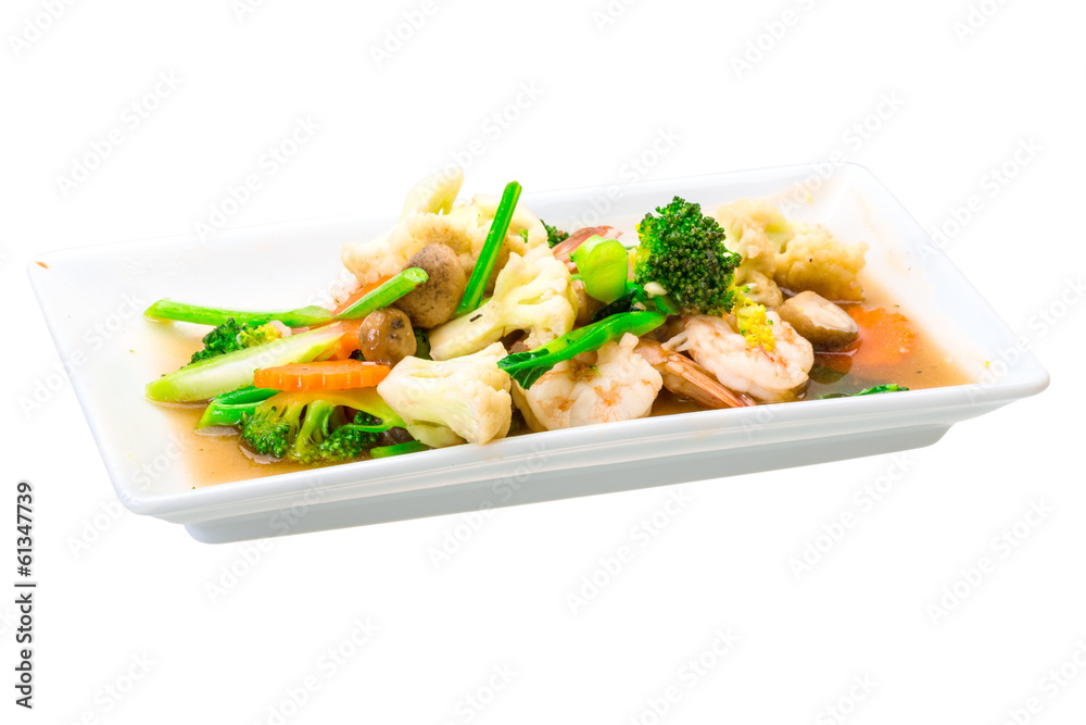 Shrimps with vegetables