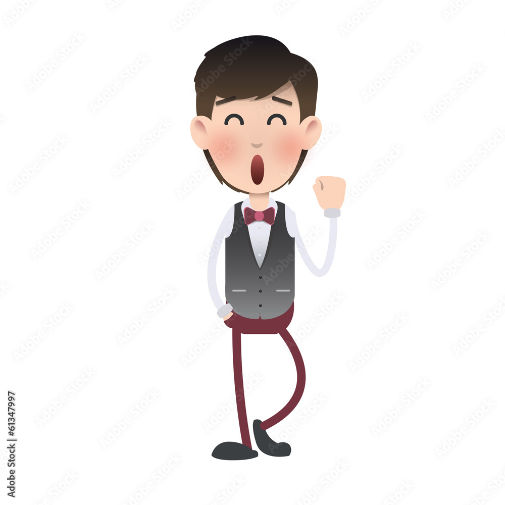Happy waiter over isolated background. Happy waiter over isolated background.