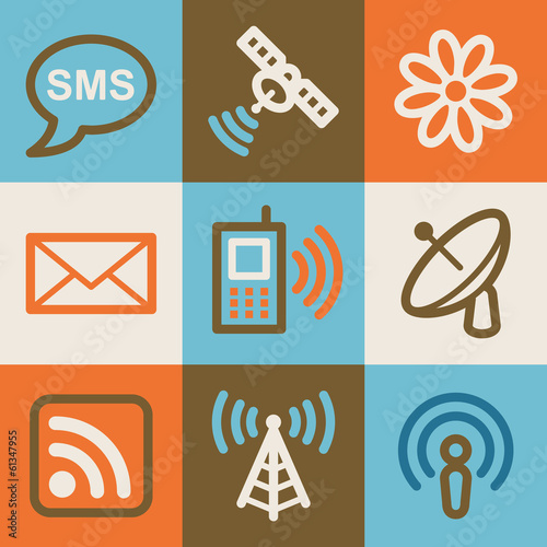 Communication web icons, vintage series
