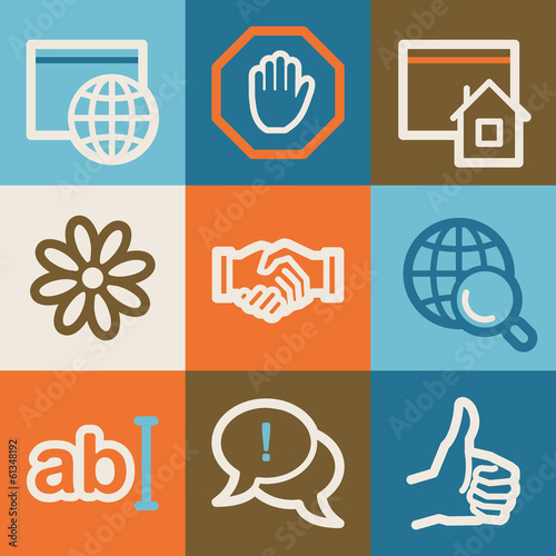 Internet web icons, vintage series