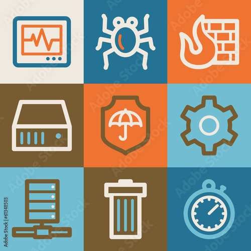 Internet security web icons, vintage series