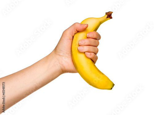 gelbe Banane vor weißem Hintergrund