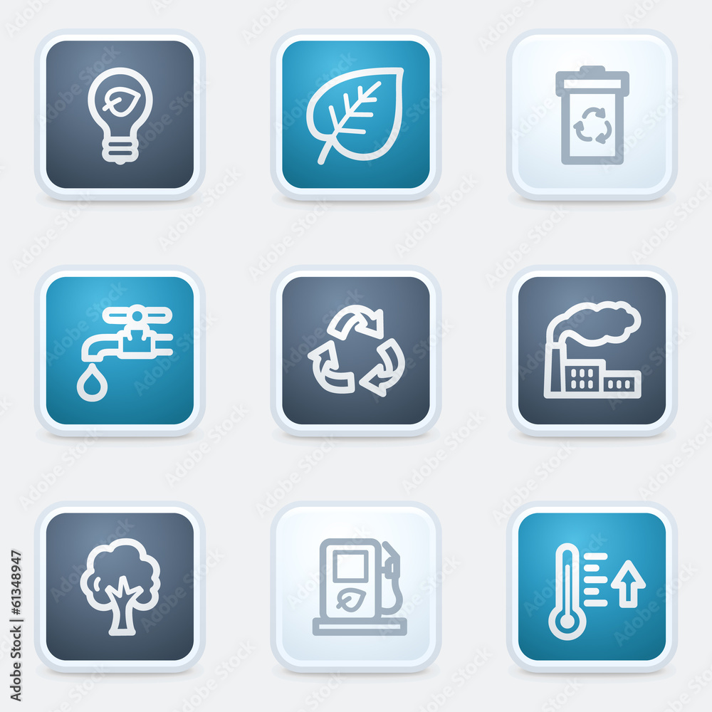 Ecology web icon set 1, square buttons Ecology web icon set 1, square buttons