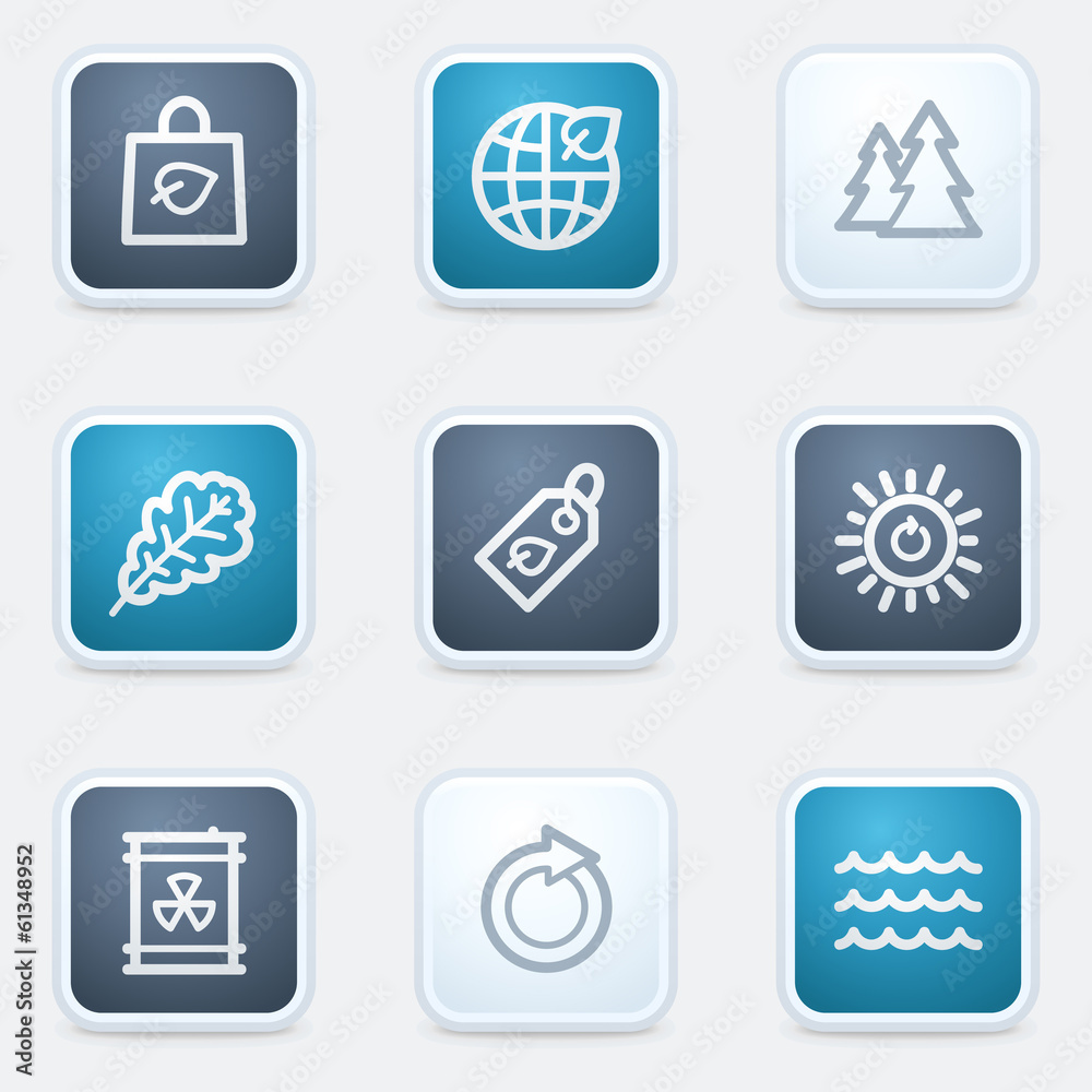 Ecology web icon set 3, square buttons Ecology web icon set 3, square buttons
