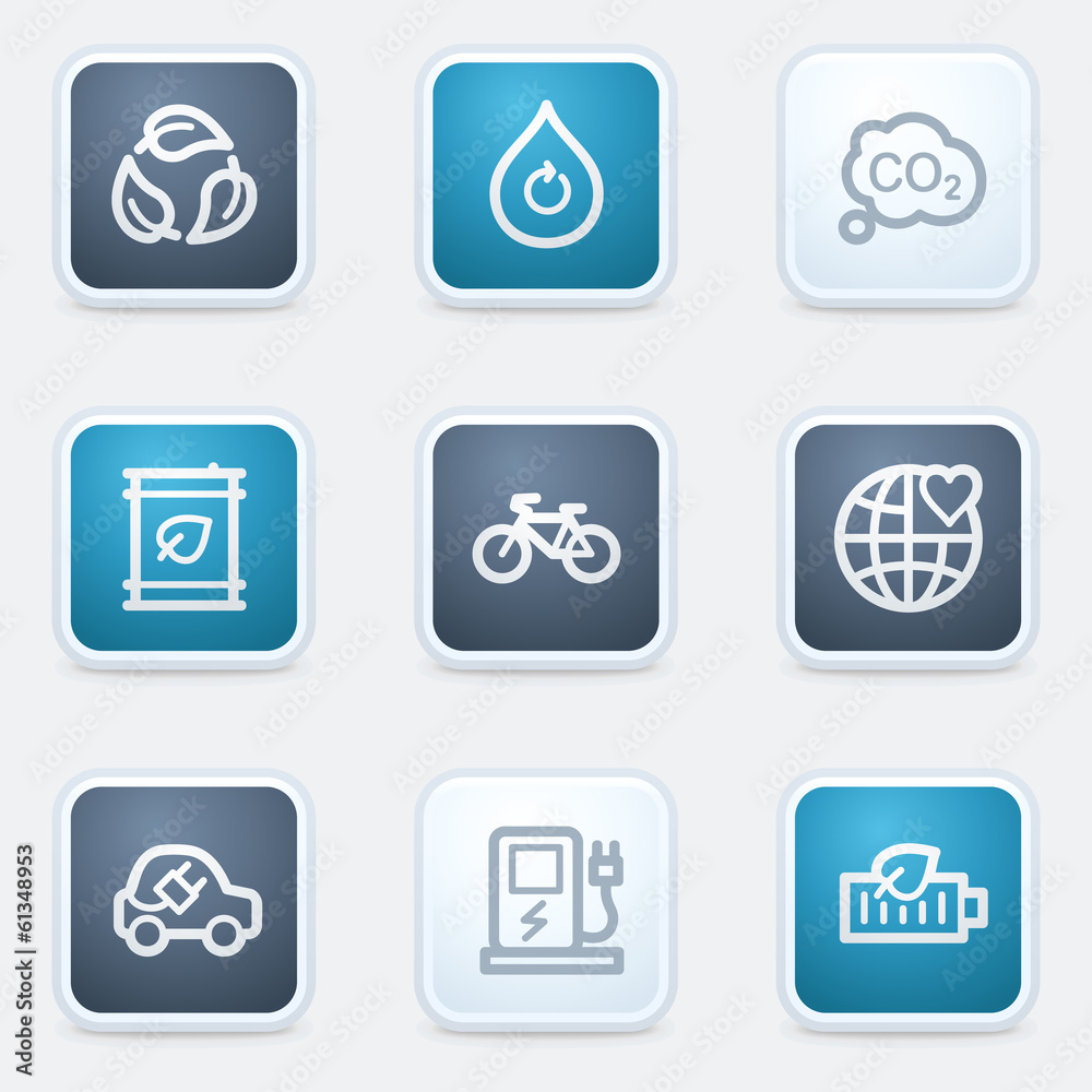 Ecology web icon set 4, square buttons Ecology web icon set 4, square buttons